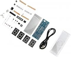 Single Chip Microcomputer Led Digital Clock Kit Easy DIY Assembly Long-Lasting Components with Cover Green Color Great for Home and Classroom Use
