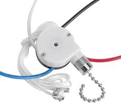 Ceiling Fan Switch Kit Zing Ear ZE-208S E89885 3 Speed 4 Wire Fan Switch Pull Chain Ceiling Fan Switch Speed Control Switch with Rope for Ceiling Fans, Wall Lamps, Cabinet Light, Nickel