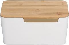 Cable Management Box, Plastic Small Cable Box, Socket Wire Box, Cable Organizer Box, TV Cord Box Cord Organizer with Wooden Lid Desk Cord Organizer for Cord Hider TV Wires Routers