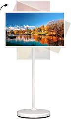 Portable TV, 4G/8G RAM + 64G/128G Storage 1080P/4K Touch Screen Monitor on Wheels, Android OS 12/13 Built-in Battery, Camera and Stand, Full Rotation Rolling Tablet for Home, Outdoors 21.5