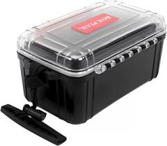 Airtight Plastic Storage Box with Foam, Waterproof and Shockproof Case for Electronics, Valuables, and Outdoor Gear with Carrying Strap