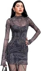 LKSHXBCR Women' Two Piece Mesh Dress - Casual Fashion Party Outfit - Black - Size(013)