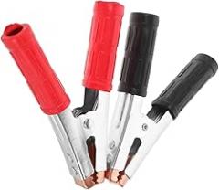 GARVALON 1set Heavy-Duty Plated Alligator Clips for Battery Jumper Cables Ergonomic Design Quick Vehicle Start Battery Clamp for Emergency Power Supply