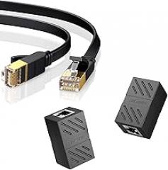 UGREEN RJ45 Coupler 2 Pack in Line Coupler Cat7 Cat6 Cat5e Ethernet Cable Extender and Cat7 High-Speed Flat Gigabit RJ45 LAN Cable 10Gbps Compatible for Gaming PS5 PS4 PS3 Xbox PC Laptop Modem Router