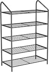 HEXEH Shoe Rack 5 Tier Large Capacity Metal Storage ShelvesMultipurpose Shoe Rack Hold Clothes Towels Electronics and More Shoe Storage Cabinet (Color : Black)
