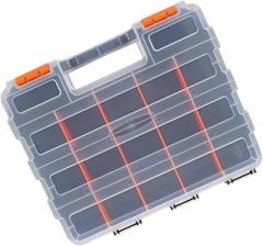 Double-sided Portable Plastic Tool and Electronic Components Organizer Box with Compartments for Efficient Storage and Easy Access for Crafts and Hardware g