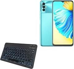 BoxWave Keyboard Compatible with Tecno Spark 8 Pro - SlimKeys Bluetooth Keyboard - with Backlight, Portable Slim LED 7 Colors - Jet Black