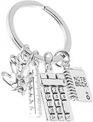 TEHAUX Calculator Ruler Book Keychain with Key Fob Holder for Teachers and Students, Math Teacher Backpack Charm, Educational Key Holder Accessory