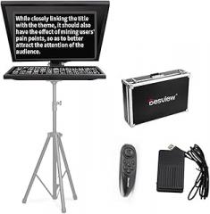Desview 22 inch Big Teleprompter PC Computer Laptop Large Prompter Support Word TXT PDF for DSLR Professional Cameras Video Recording News Live Interview, with Wireless Remote Control and Foot Control