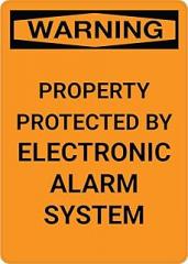 Warning: Property Protected By Electronic Alarm System - Portrait Sign Metal Sign 12x8 Inch - Indoor/Outdoor Decorative & Safety Use