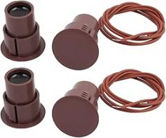 2Sets Recessed Electronic security Wired Magnetic Contact Reed Electric Gate Switch Alarm Security Brown