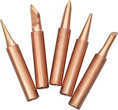 5pcs Soldering Iron Tips Set Compatible Soldering Station High-Precision Welding Tips Sturdy Copper Material Easy Replacement for Electronics and DIY Projects