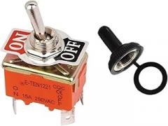 15A 250V Toggle Switches Miniature Thumb Lever on Off Electronics SPST SPDT DPDT Power Rocker Waterproof Cap(1221P ON-Off,Momentary)