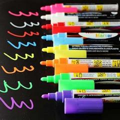 8pk Wet Erase Markers Set with Reversible Bullet and Chisel Tip Washable Car Window Markers Chalk Marker Pen for LED Menu Board Chalkboard Window Writing Electronic Glass Board