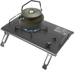 Foldable Camping Stove, 13,648 BTU Portable Desktop Gas Stove with Electronic Ignition Table Camp Stove for Outdoor Cooking, Hiking, Camping (Black)