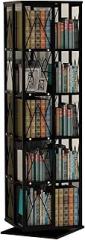 Book Shelf 5-Tier Rotating Bookshelf Wooden Bookcase Storage Display Rack Bookshelves Steel Frame Floor Standing Book Shelf for Living Room