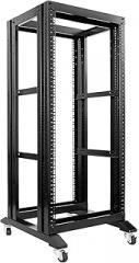 RAISING ELECTRONICS 24U 4 Post Open Frame Network Server Rack 19inch Width 600mm deep with 3 Pairs of L Rail