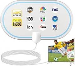 TV Antenna, HD Digital TV Antenna for Smart TV Long Range 360° Signal Reception Support 4K 1080p for All TVs, Easy Installation Digital Antenna Indoor 14.5 ft HDTV Coax Cable