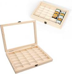 Dpofirs 135 Film Display Case, 30 Slots Solid Wood Storage Box for 135 Film Cassette, Dust Proof, Cassette Display Case