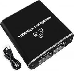 1000Mbps Ethernet Splitter 1 to 2 High Speed, WrixWric Gigabit LAN Internet Ethernet Splitter with USB Power Cable, RJ45 Network Extension Adapter for Cat5/5e/6/7/8 (Simultaneous 2 Devices Network)