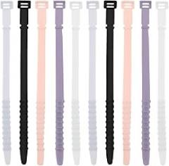 10pcs Reusable Silicone Cable Ties 180mm Extended Length Elastic Cord Organizer Straps for Home Office Electronics Wire Management Black White Light Blue Lavender