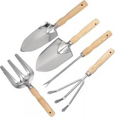 Milisten Complete Planting Tool Set Garden Rake Weeding Tool Cultivator Handheld Spade Wooden Handle Lightweight for Gardening