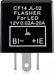 CF14 LED Flasher Relay,3-Pin 12V Universal Electronic Turn Signal Relays,Fix Hyper Flash&Hazard Warning Blink for Cars, Trucks, Motorcycles,Anti-Short Circuit Design,Plug&Play (Fixed CF14)