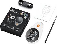 Fafeicy Portable Electronic Microscope, 500X Magnification 2in IPS Screen with 8 LED Lights for Science Experiments Maintenance Welding Research Inspections (White)