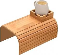 Space Saving Sofa Arm Organizers Foldable Tray with Antitip Design for Snacks Bowls Books Electronics Foldable Sofa Armrest Table Organizers