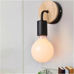 Nordic Post-Modern Solid Wood Small Wall lamp Simple Iron Mirror Headlight Bathroom Corridor lamp Bedroom Bedside Wall lamp(H)