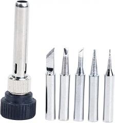 MYCENSE 5 Pieces Solder Iron Tips with Retainer Set Copper Base Fits 936 Solder Station for Electronics, PCB, DIY (i++3C+2.4D)