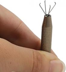 4 Claw Pick Up Tool, Electronic Component Grabber for Gemstones, IC Chips, Beads and Small Screws, Stainless Steel Jewelry Making Tweezers with(B)