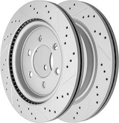 Disc Brake Rotor Rear Drilled and Slotted Vented Rotors for Lincoln Navigator 2018-2021, for Ford Expedition 2018-2021, for Ford Lobo F-150 2018 2019 2020 Electronic Parking Brake