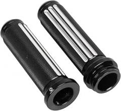 1 Pair CNC 1In Handlebar Electronic Throttle Hand Grips Black Aluminum + Rubber for Touring FLHR FXDLS FXSE FLSTNSE
