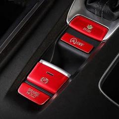 Car Aluminum Alloy Gear Shift Panel Button Cap Electronic Handbrake Parking P Gear Brake Hold Frame Cover Decal Trim Accessories 4Pcs for Honda Accord 2018-2020 Gasoline Version (RED)