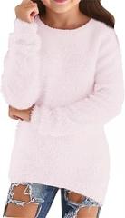 Generic Sweaters for Girls 2025 Fall Casual Cute Lightweight Long Sleeve Cozy Pullovers Loose Fluffy Fuzzy Crew Neck Jumper