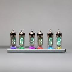 IV-6 Fluorescent Electronic Tube Clock, Smart Fluorescent Tube Clock, Aluminum CNC Case, Four Languages Voice Chime, Desktop Tabletop