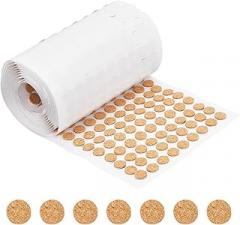 BENECREAT 1400pcs 0.4x0.06 Inch Adhesive Cork Circles, Flat Round Self-Adhesive Cork Dots for Cabinets, Table Top Items, Scratching, Furniture, Electronics