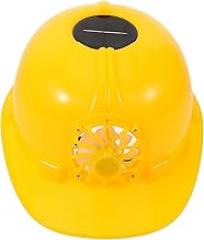Luxshiny Solar Powered Hard Hat with Cooling Fan, Yellow Construction Safety Helmet with Sunshade for Outdoor Work, Industrial Hardhat with Ventilation for Temperature Comfort and Head