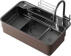 304 Stainless Steel Kitchen Sink Multiple Size with Storage Basket Kitchen Accessories Large Single Slot Workstation Sink Basin(A7078)