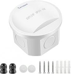 Waterproof Electrical Junction Box (D3.1 x H2) with 4 Reserved Holes for Electronics - Sturdy ABS Plastic IP55 Dustproof Project Enclosure - White, (D80 x H50 mm)