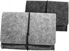 WRITWAA 2pcs Felt Passport Holder Phone Pouch Portable Storage Organizer for Travel Compact Accessories Case Dark Grey Light Grey for Electronics and Documents