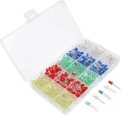 Mikinona 500 Pcs Led Light Emitting Diodes Diode Lights Led Light Bulbs Electronics Components for DIY and Educati