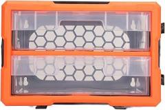 Hardware Box Organizer with 2 Translucent Drawers, Large Capacity PVC Toolbox for Screws Nuts Electronic Components, Wall Mountable Storage Case for Workshop Garage Home