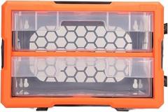 Hardware Box Organizer 2 Drawers | Large Capacity PVC Tool Storage Case | Screw/Nut/Electronic Component Organizer | Model A - 02, 295x195x165mm