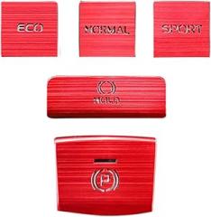 Gear Shift Panel Button Trim 5PCS Suitable for 2018-2023 2024 Toyota Camry Sedan Central Control Electronic Handbrake Aluminum Alloy Brushed Protective Decorative Cover Red