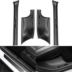 for Tesla Model Y Door Sill Protector 5 Seater Carbon Fiber Front Rear Door Car Pedal Kick Protection Strip Styling Covers (Color : Front Door sill)