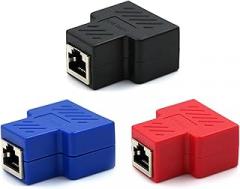 Splitter Adapter 1 to 2 Dual LAN Ethernet Socket Network Connections Splitter Adapter for PCB Board Welding Blue Black Red(Red)