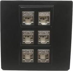 6-Port CAT7 RJ45 Shielded Network Wall Plate Black Panel 600MHz LAN Ethernet Jack(CAT6A)
