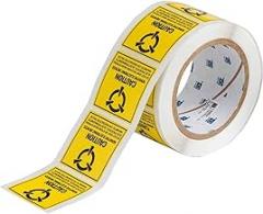 Brady SL-4 Tamper-Evident Paper Static Awareness Labels , Black On Yellow, 2.000